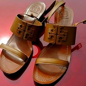 Tory Burch 1.5" tan heel sandals